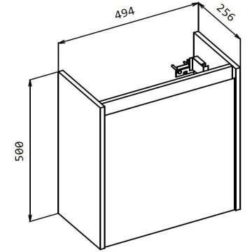 База под раковину подвесная BelBagno (Бельбагно) KRAFT MINI с распашной дверцей левосторонняя Bianco Opaco 494х256х500 KRAFT MINI-500/260-1A-SO-BO-L