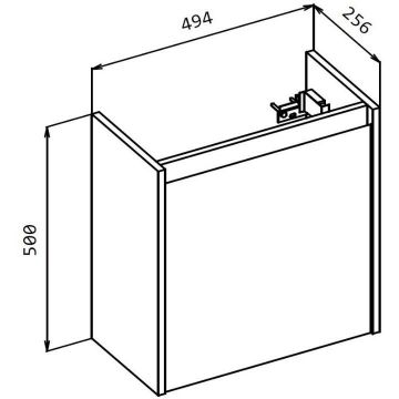 База под раковину подвесная BelBagno (Бельбагно) KRAFT MINI с распашной дверцей правосторонняя Pino Pasadena 494х256х500 KRAFT MINI-500/260-1A-SO-PP-R