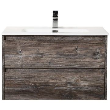 База под раковину подвесная BelBagno (Бельбагно) KRAFT с фрезерованными ручками по всей длине фасада с двумя выкатными ящиками Pino Pasadena 800x450x500 KRAFT-800-2C-SO