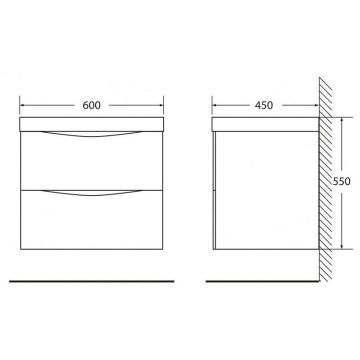 База под раковину подвесная BelBagno (Бельбагно) MARINO с двумя выкатными ящиками Rovere Moro 600x450x500 MARINO-600-2C-SO-RW-P