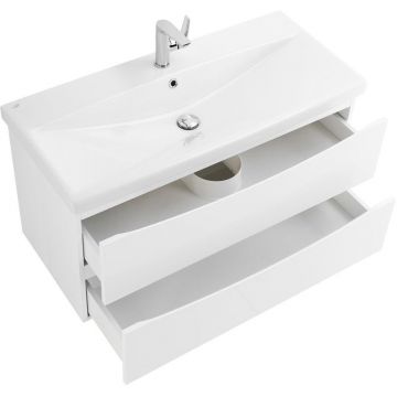 База под раковину подвесная BelBagno (Бельбагно) MARINO-CER с двумя выкатными ящиками Bianco Lucido 762x440x500 MARINO-CER-800-2C-SO-BL-P