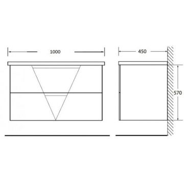 База под раковину подвесная BelBagno (Бельбагно) VITTORIA с двумя выкатными ящиками Bianco Lucido 1000x450x570 VITTORIA-1000-2C-SO-BL