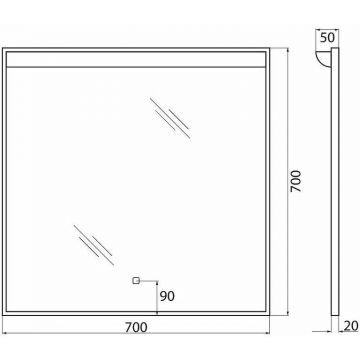 Зеркало BelBagno (Бельбагно) в алюминиевой раме с подсветкой с сенсорным выключателем SPC-UNO-700-700-TCH 700x50x800