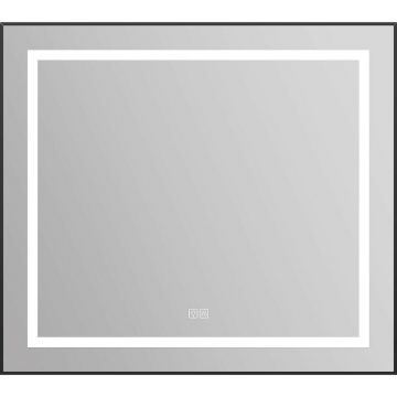 Зеркало BelBagno (Бельбагно) в алюминиевой раме со встроенным светильником сенсорным выключателем и подогревом SPC-KRAFT-885-785-TCH-WARM-NERO 885x32x785 мм
