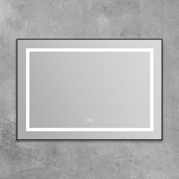 Зеркало BelBagno (Бельбагно) в алюминиевой раме со встроенным светильником сенсорным выключателем и подогревом SPC-KRAFT-985-685-TCH-WARM-NERO 985x32x685 мм