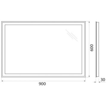 Зеркало BelBagno (Бельбагно) с встроенным светильником и кнопочным выключателем SPC-GRT-900-600-LED-BTN 12W 220-240V 900x30x600