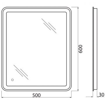 Зеркало BelBagno (Бельбагно) с встроенным светильником и сенсорным выключателем SPC-MAR-500-600-LED-TCH 12W 220-240V 500x30x600
