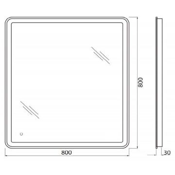 Зеркало BelBagno (Бельбагно) с встроенным светильником и сенсорным выключателем SPC-MAR-800-800-LED-TCH 12W 220-240V 800x30x800