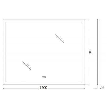 Зеркало BelBagno (Бельбагно) с встроенным светильником сенсорным выключателем и подогревом SPC-GRT-1200-800-LED-TCH-WARM 12W 220-240V 1200x30x800