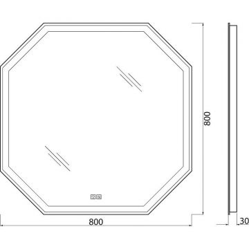 Зеркало BelBagno (Бельбагно) со встроенным светильником сенсорным выключателем и подогревом SPC-OTT-800-800-LED-TCH-WARM 12W 220-240V 800x30x800
