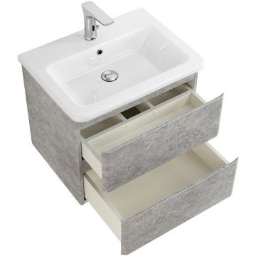 База под керамическую раковину подвесная BelBagno (Бельбагно) Albano-Cer с двумя выкатными ящиками Cemento Verona Grigio 570x444x500 ALBANO-CER-600-2C-SO-CVG