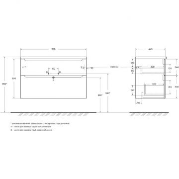 Тумба со столешницей и накладной раковиной подвесная BelBagno (Бельбагно) ETNA 100 etna100rn-kepmco-1338-set