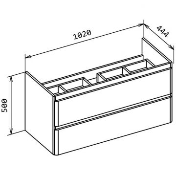 База под керамическую раковину подвесная BelBagno (Бельбагно) Albano-Cer с двумя выкатными ящиками Rovere Rustico 1020x444x500 ALBANO-CER-1050-2C-SO-RR