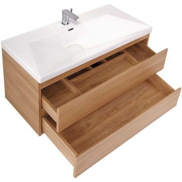 База под раковину подвесная Cezares (Цезарис) Molveno с двумя выкатными ящиками Noce Chiaro 900x500x500 MOLVENO-90-2C-SO-NC