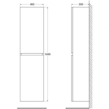 Шкаф подвесной Cezares (Цезарис) Molveno с двумя распашными дверцами с доводчиками с двумя полками Antracite 400x300x1600 MOLVENO-1600-2A-SC-ANTR