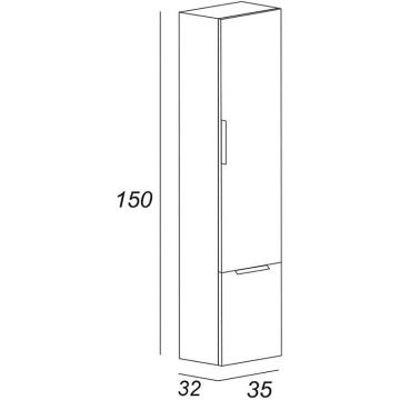 Пенал Cezares (Цезарис) Urban подвесной с распашной дверцей и выдвижным ящиком, зеркалом 55182 Frassino scuro, 32x35x150 см
