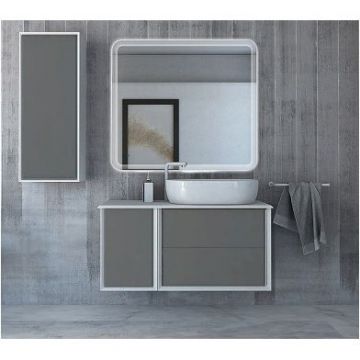 Шкафчик подвесной Cezares (Цезарис) Bellagio с одной дверцей, совместимый с тумбой 55303 Grigio nuvola, 35x46x48 см