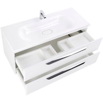 База под раковину подвесная Cezares (Цезарис) ECO с двумя выкатными ящиками Bianco Lucido 1198x472x500 ECO-1200-2C-SO-BL