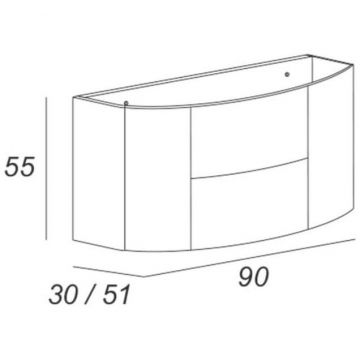 Тумба Cezares (Цезарис) Eden под раковину с двумя выдвижными ящиками и с двумя распашными дверками 55070 Rovere scuro Soft, 91x51x55 см