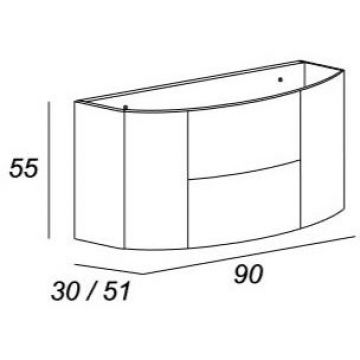 Тумба Cezares (Цезарис) Eden под раковину с двумя выдвижными ящиками и с двумя распашными дверками 55072 Frassino bianco, 91x51x55 см