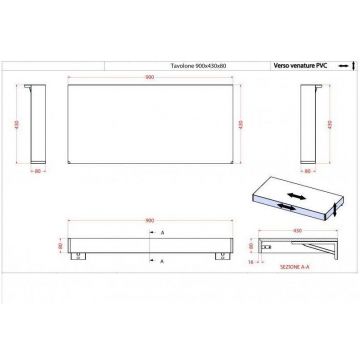 Столешница Cezares Tavolone подвесная 41581 Rovere tabacco, 90x43x8 см