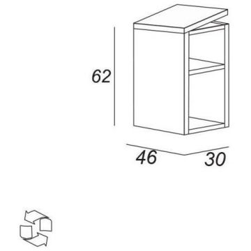 Шкаф подвесной Cezares (Цезарис) Urban с открытыми полками 55166 Grigio opaco, 30x46x62 см