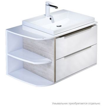 Тумба Iddis (Иддис) Calipso для ванной комнаты подвесная белая/под дерево 80 см CAL80W0i95 подходит ум. 0066000i28