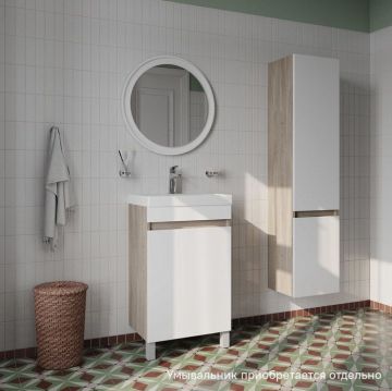 Тумба напольная Iddis (Иддис) Zodiac с дверцами 50 см белая/под дерево ZOD5ADFi95 подходит ум. 3505000i28