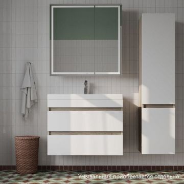 Тумба подвесная Iddis (Иддис) Zodiac с ящиками 80 см белая/под дерево ZOD8AB0i95 подходит ум. 3508000i28