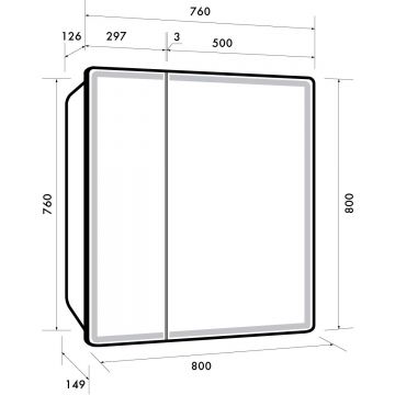 Зеркальный шкаф Dreja Point 80 см 2 дв., 2 стекл. полки, инфр. выключатель, LED, розетка, белый (99.9034)