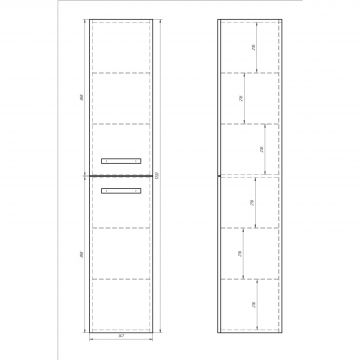 Пенал Dreja.eco Almi 35 см New универсальный белый лак 2 дверцы (99.0208)