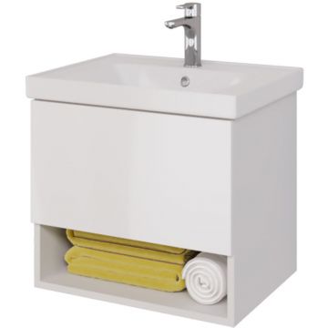 Тумба Dreja (Дрея) Perfecto 60 см подвесная 1 ящик push-to-open белый глянец (99.0806)