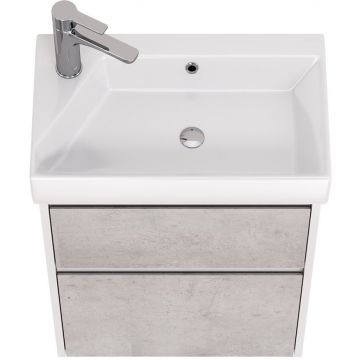 Тумба Dreja (Дрея) Slim 55 см подвесная/напольная 2 ящика белый глянец/бетон (99.0502)