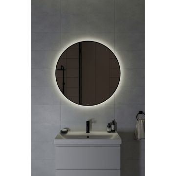 Зеркало Cersanit Eclipse Smart 90x90 с подсветкой круглое черная рамка (64148)