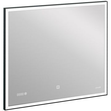 Зеркало Cersanit LED 011 Design 80x70 с подсветкой часы металл. рамка прямоугольное (KN-LU-LED011*80-d-Os)