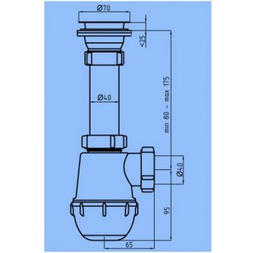 Сифон АНИ пласт (Any Plast) для кухонной мойки Грот 1 1/2х40 A0100