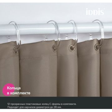 Штора для ванной Iddis (Иддис) 200x180 см полиэстер коричневый BS03P18i11