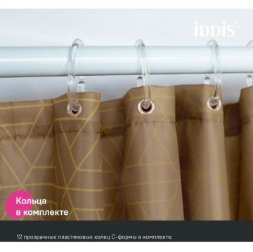 Штора для ванной Iddis (Иддис) 200x240 см полиэстер коричневый BG04P24i11