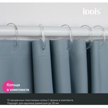 Штора для ванной Iddis 200x180 см PE светло-серый P09PE18i11
