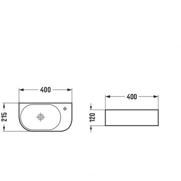 Раковина керамическая Vincea (Винчея) VBS-506R, 400х215х120, подвесная, цвет белый, правая