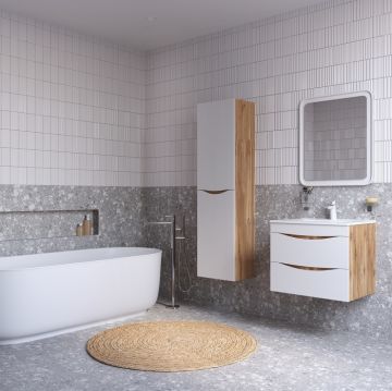 Тумба с умывальником Iddis (Иддис) Cloud подвесная 60 см белая/золотистый дуб CLO60Y0i95K подходит ум. 0136000i28