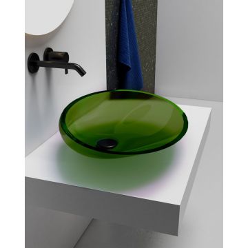 Раковина накладная прозрачная Abber Kristall зеленая 425х535х150 мм AT2812Emerald