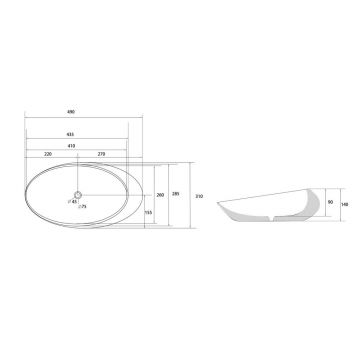 Раковина накладная Abber (Аббер) Bequem черная матовая 490х310х140 мм AC2107MB