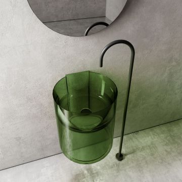 Раковина подвесная прозрачная Abber Kristall зеленая 420х420х500 мм AT2704Emerald