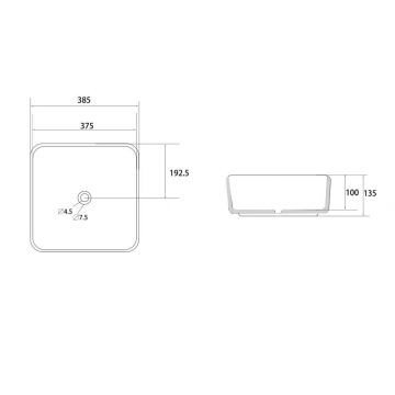 Раковина накладная Abber (Аббер) Rechteck черная матовая 385х385х135 мм AC2211MB