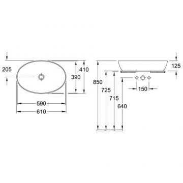 Раковина Villeroy and Boch (Виллерой энд Боч) Artis Альпийский белый (419861R1) 61 см