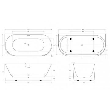 Акриловая ванна BelBagno BB412-1700-800-MATT, пристенная, белая матовая