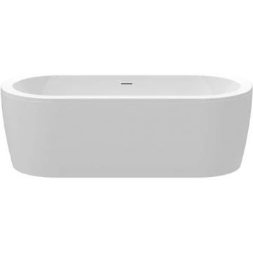 Акриловая ванна Cezares отдельно стоящая, щелевой слив-перелив, белая фронтальная панель, белая чаша, 1800х800х600, SLIM CENTRAL-180-80-60-W37-SET