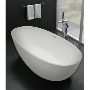 Ванна из искусственного камня овальная Azario (Азарио) Clovis 1690х850 мм белый CLO17085S, (с донным клапаном и монтажным комплектом)