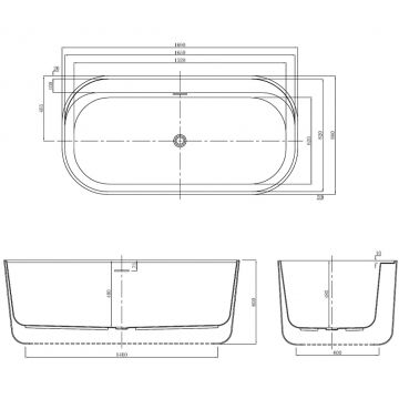 Ванна акриловая прямоугольная Azario Winchester 1690х860 мм белый WIN17085, (с сифоном и монтажным комплектом)